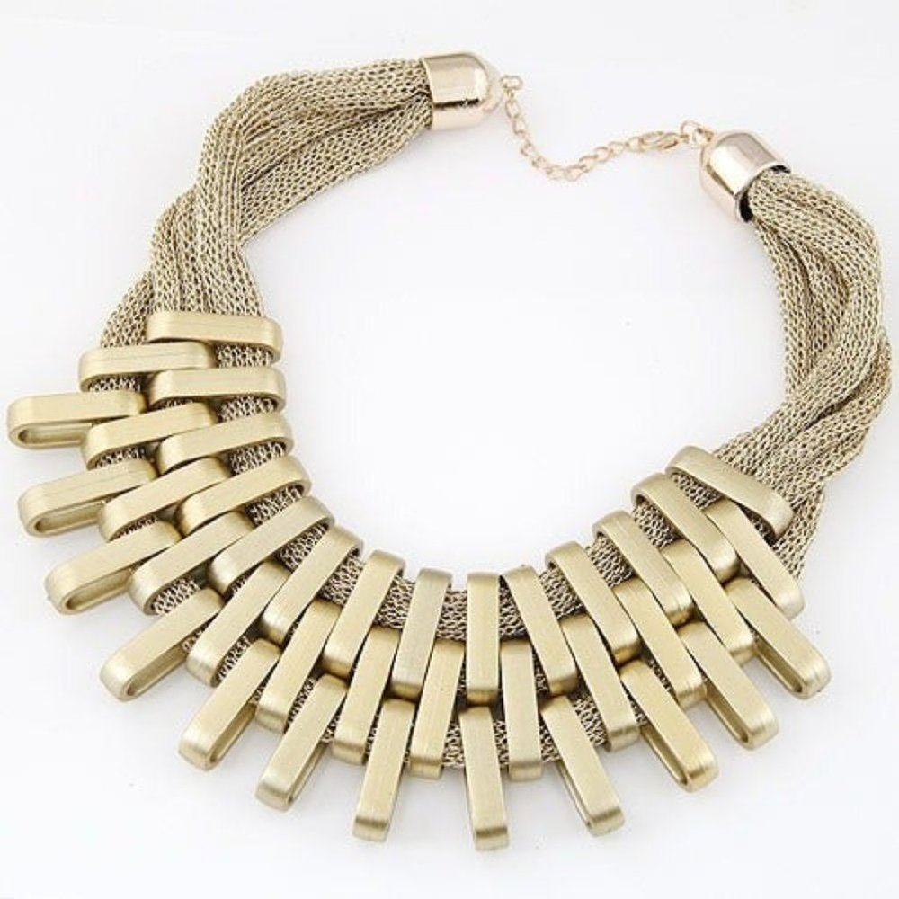 Multilayer Geometric Statement Necklace - Picture 2 of 8